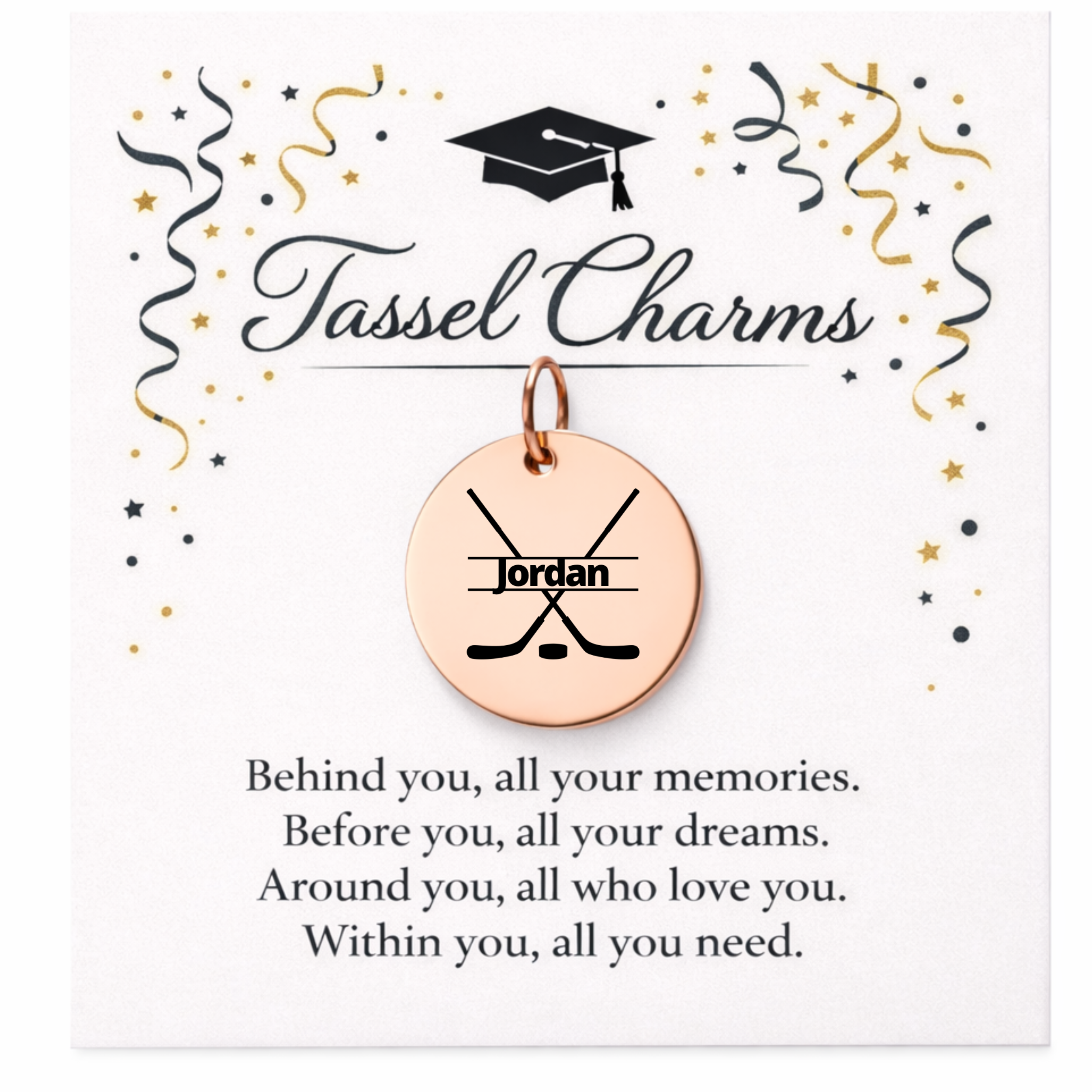 Hockey Engraved Tassel Charm
