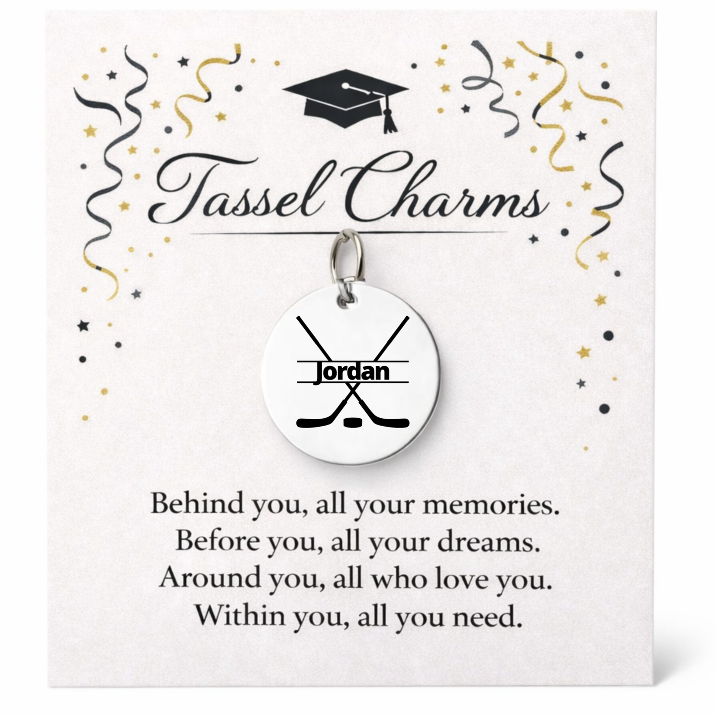 Hockey Engraved Tassel Charm
