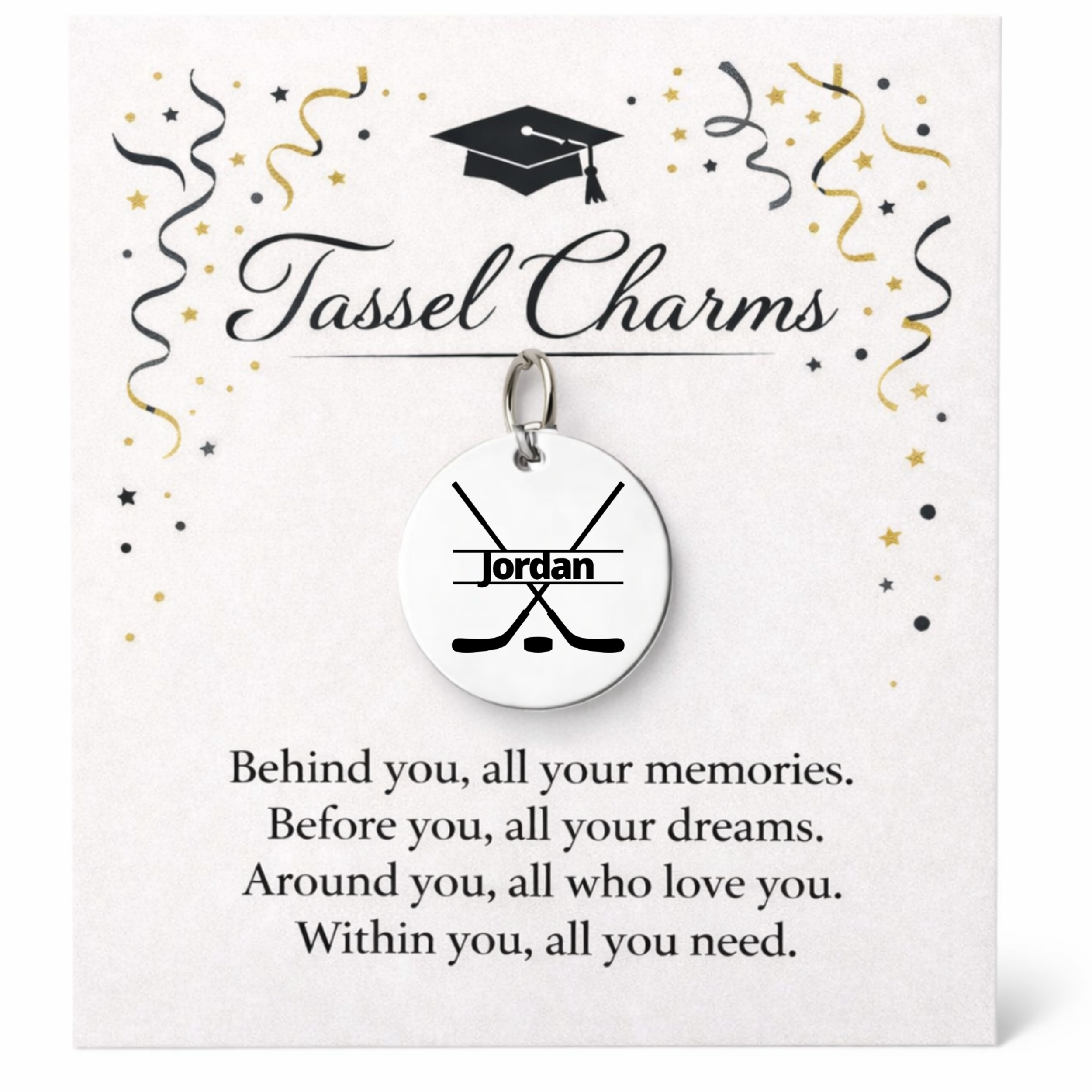 Hockey Engraved Tassel Charm