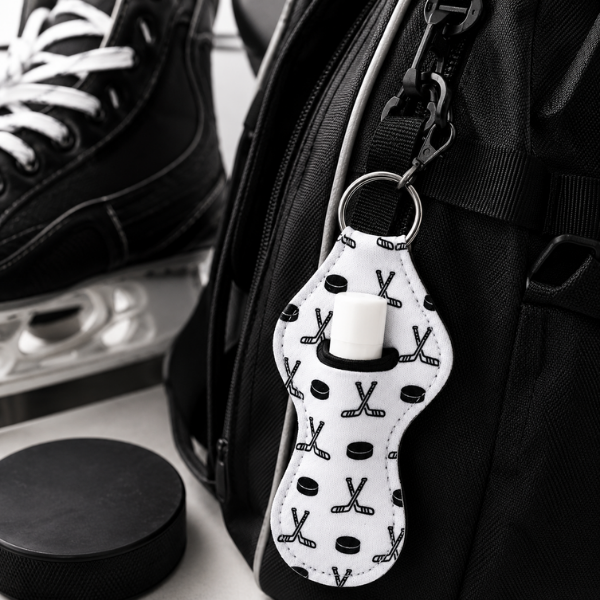 Hockey Chapstick Holder Keychain