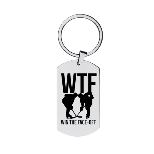 Hockey Keychain - WTF - Win the Face-Off