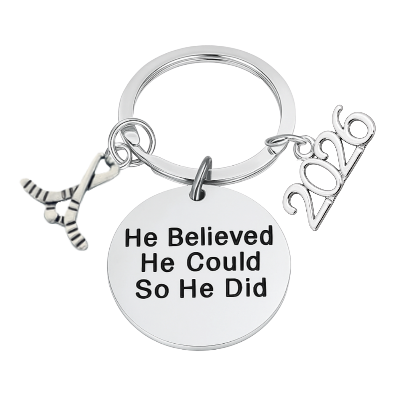 2026 Graduation Keychain- He Believed He Could- Pick Sport