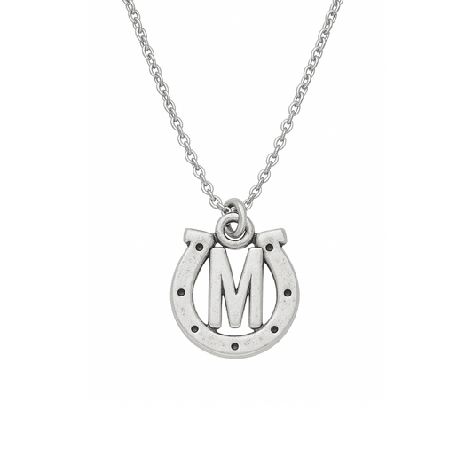 Personalized Horseshoe Necklace with Letter Charm