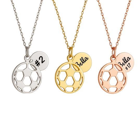 Personalized Engraved Soccer Ball Stainless Steel Necklace