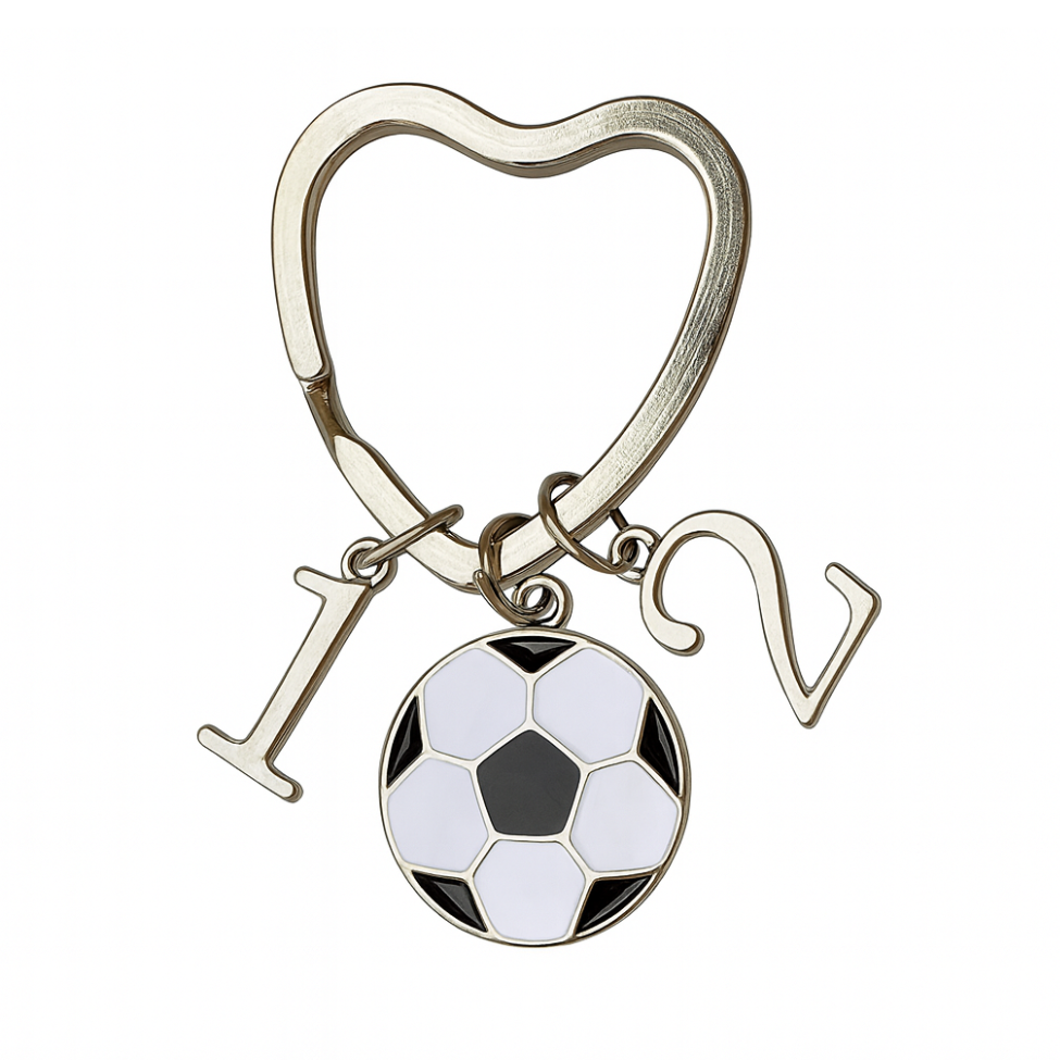 Personalized Soccer Heart Keychain - Number Charms