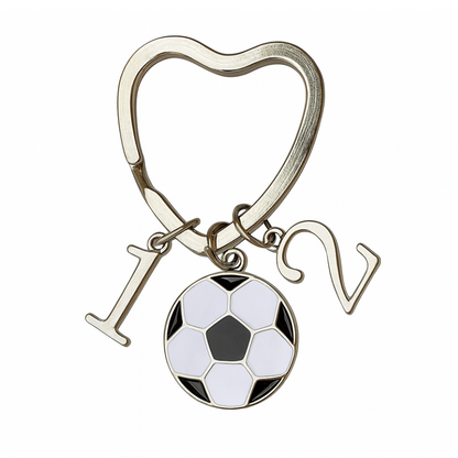 Personalized Soccer Heart Keychain - Number Charms
