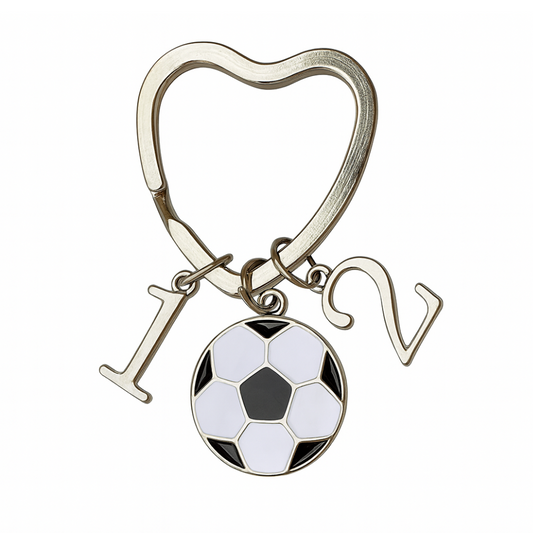 Personalized Soccer Heart Keychain - Number Charms