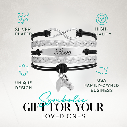 Horse Black Infinity Charm Bracelet - Pick Charm