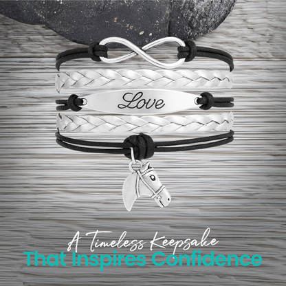 Horse Black Infinity Charm Bracelet - Pick Charm