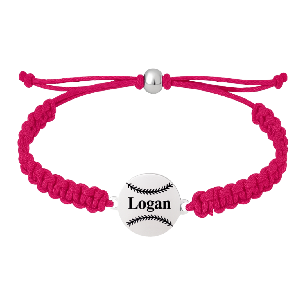 Personalized Baseball Stainless Steel Rope Bracelet - Pick Color