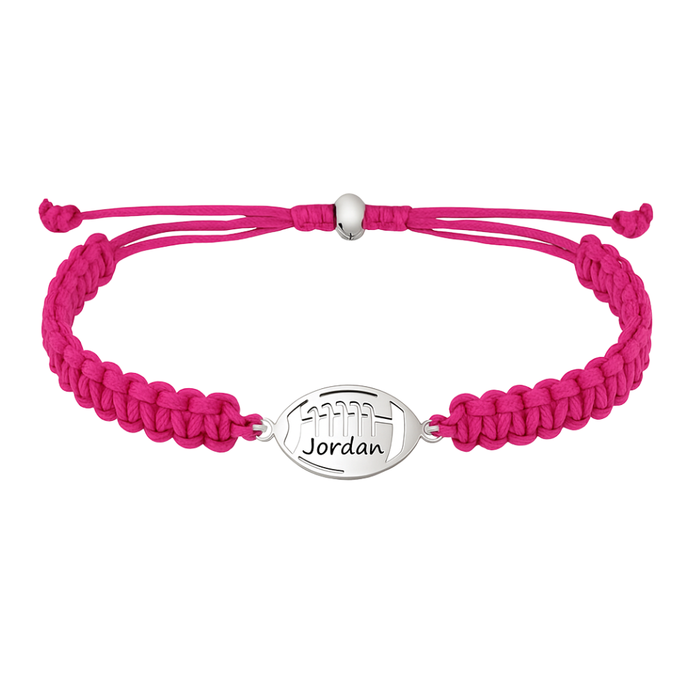 Personalized Engraved Football Rope Bracelet - Pick Color