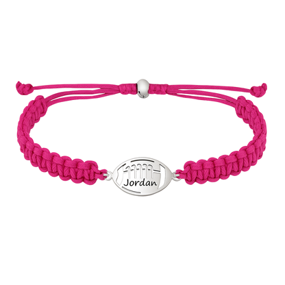 Personalized Engraved Football Rope Bracelet - Pick Color