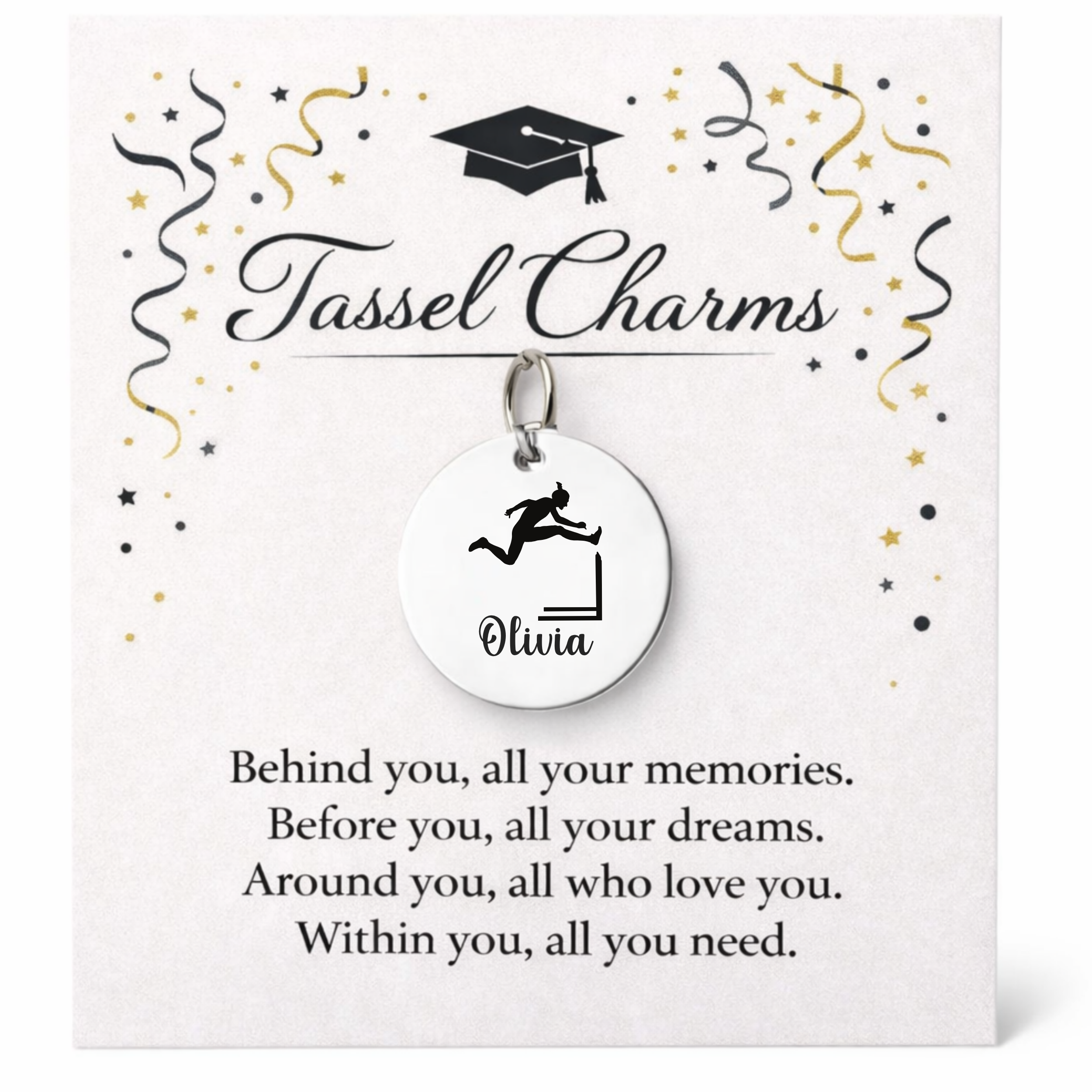 Hurdles Engraved Tassel Charm