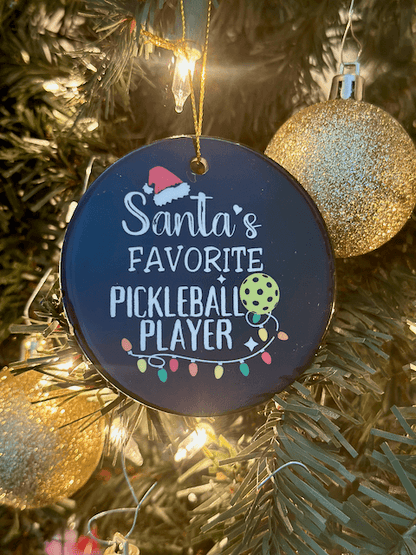 Santa's Favorite Pickleball Player Ornament