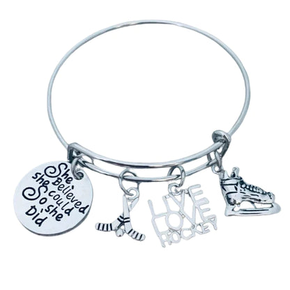 Ice Hockey Bracelet - She Believed She Could So She Did