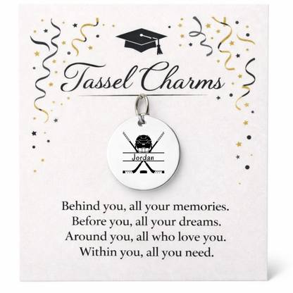 Ice Hockey Engraved Tassel Charm