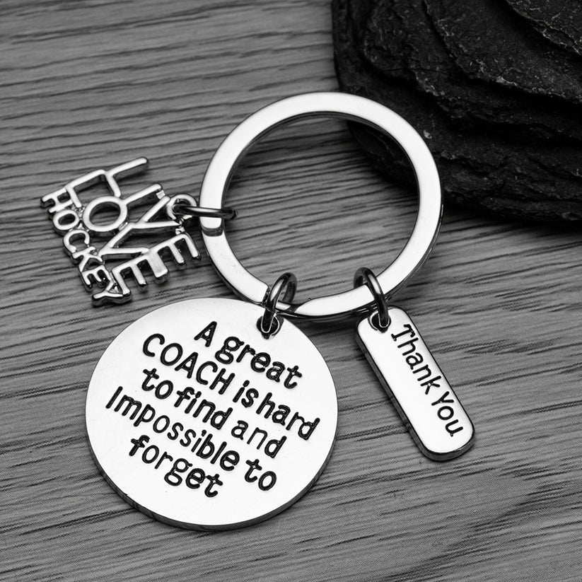 Ice Hockey Coach Keychain - Great Coach is Hard to Find - Different Charms