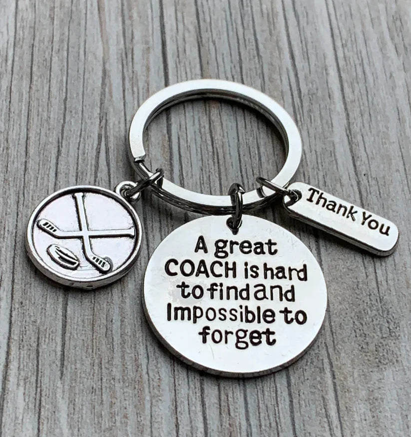 Ice Hockey Coach Keychain - Great Coach is Hard to Find - Different Charms