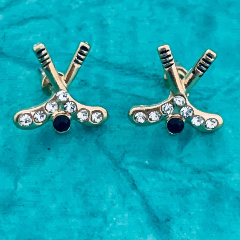 Ice HockeyCZ Stud Earrings