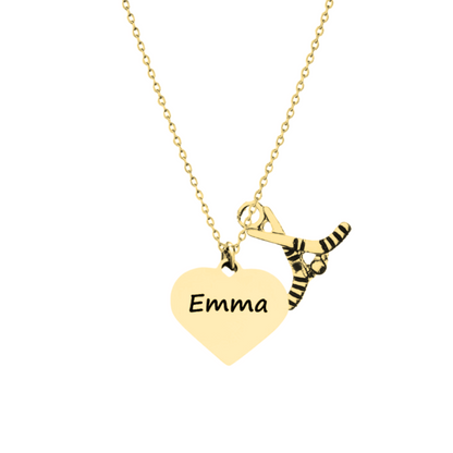 Personalized Engraved Heart  Ice Hockey Necklace