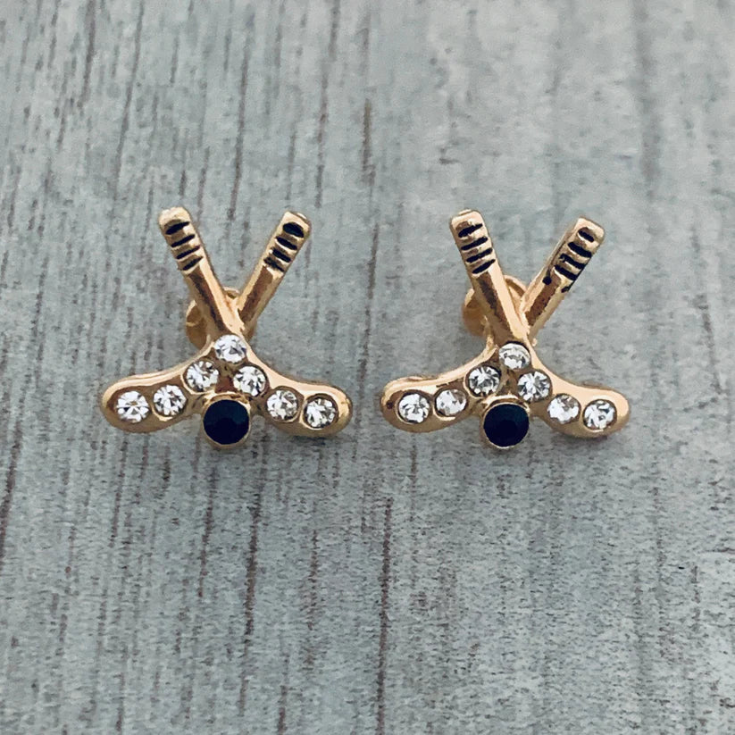 Ice HockeyCZ Stud Earrings