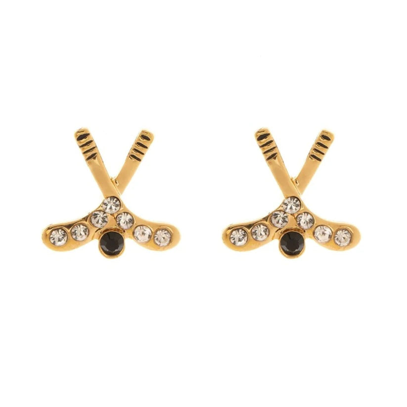 Ice HockeyCZ Stud Earrings