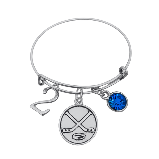 Ice Hockey Birthstone & Number Bangle