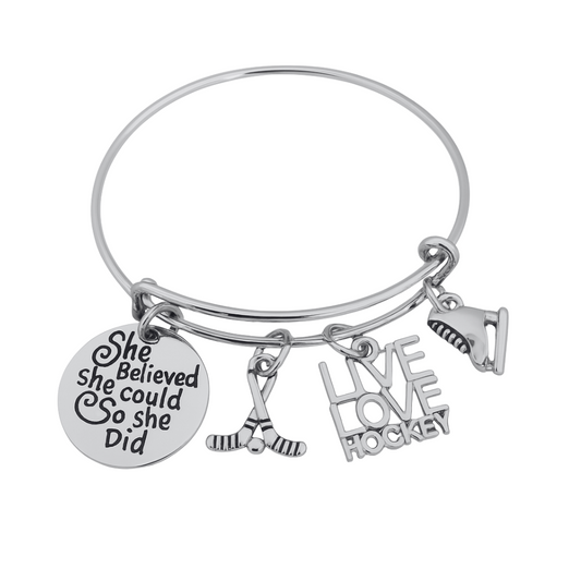Ice Hockey Bracelet - She Believed She Could So She Did