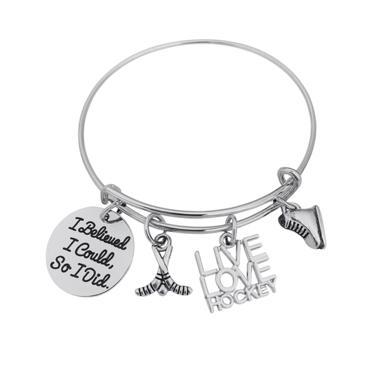 Ice Hockey Bracelet with an Inspirational Charm
