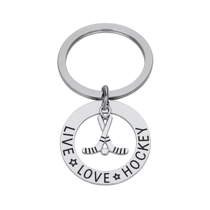 Ice Hockey Charm Keychain - Live Love Hockey