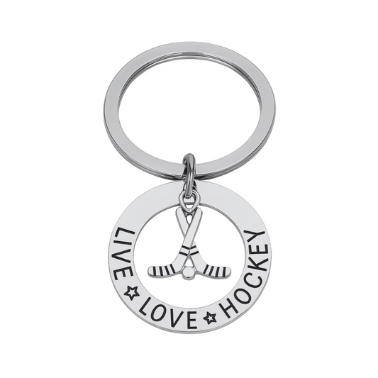 Ice Hockey Charm Keychain - Live Love Hockey