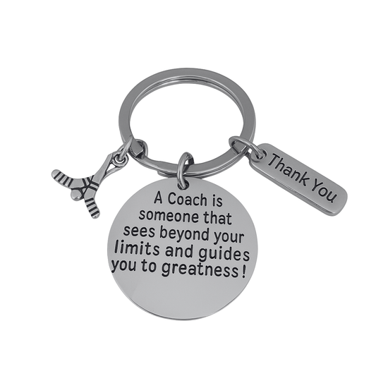 Ice Hockey Coach Keychain with Inspirational Charms