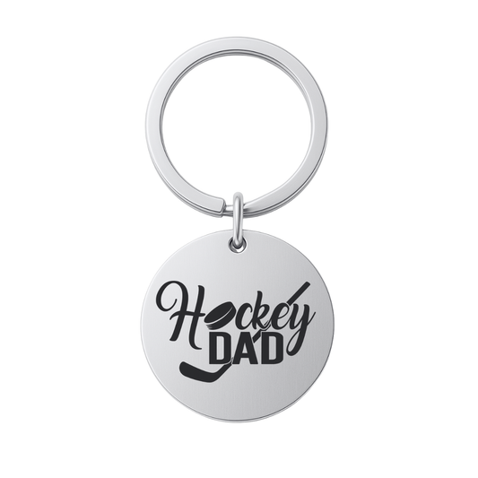 Ice Hockey Dad Charm Keychain