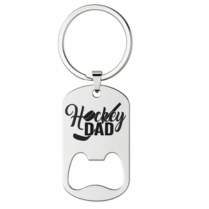 Ice Hockey Dad Stainless Steel Bottle Opener Keychain