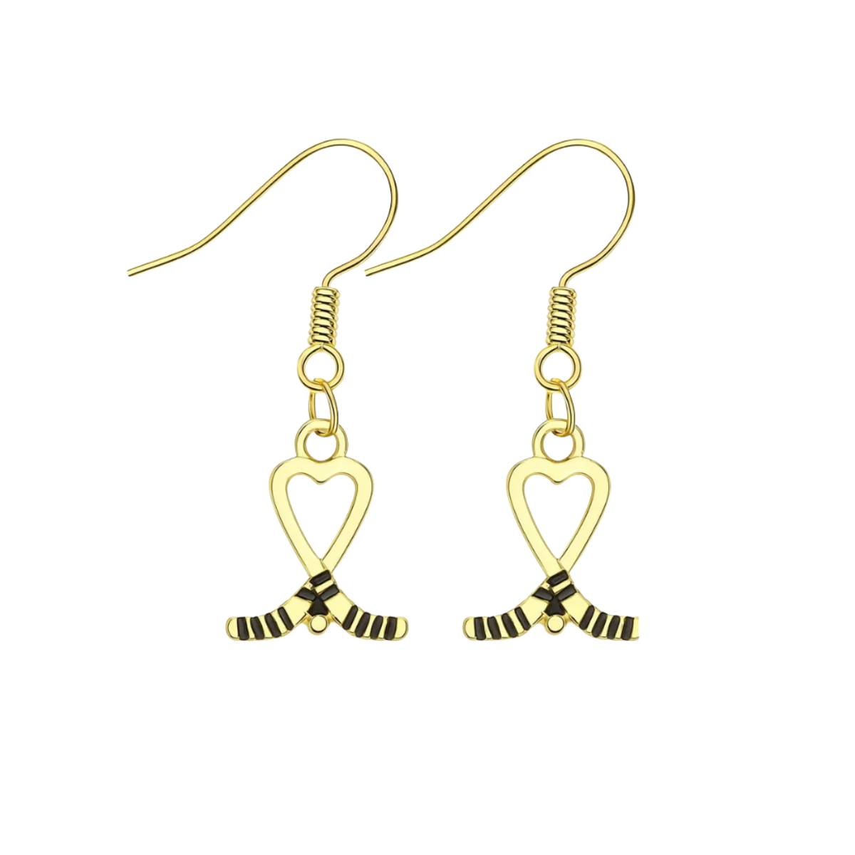 Ice Hockey Heart Stick Earrings