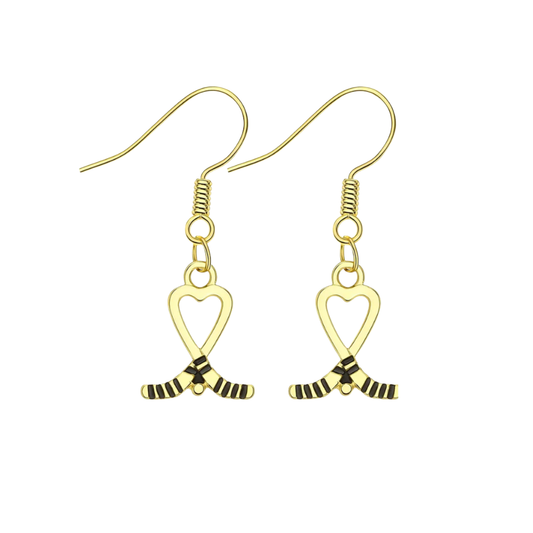 Ice Hockey Heart Stick Earrings