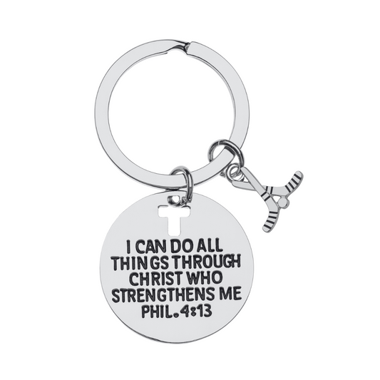 Ice Hockey Keychain- I Can Do All Things Through Christ