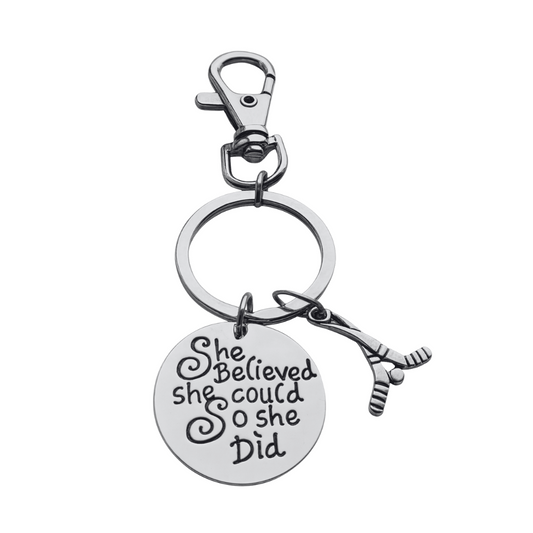 Ice Hockey Keychain - She Believed She Could So She Did Zipper Pull