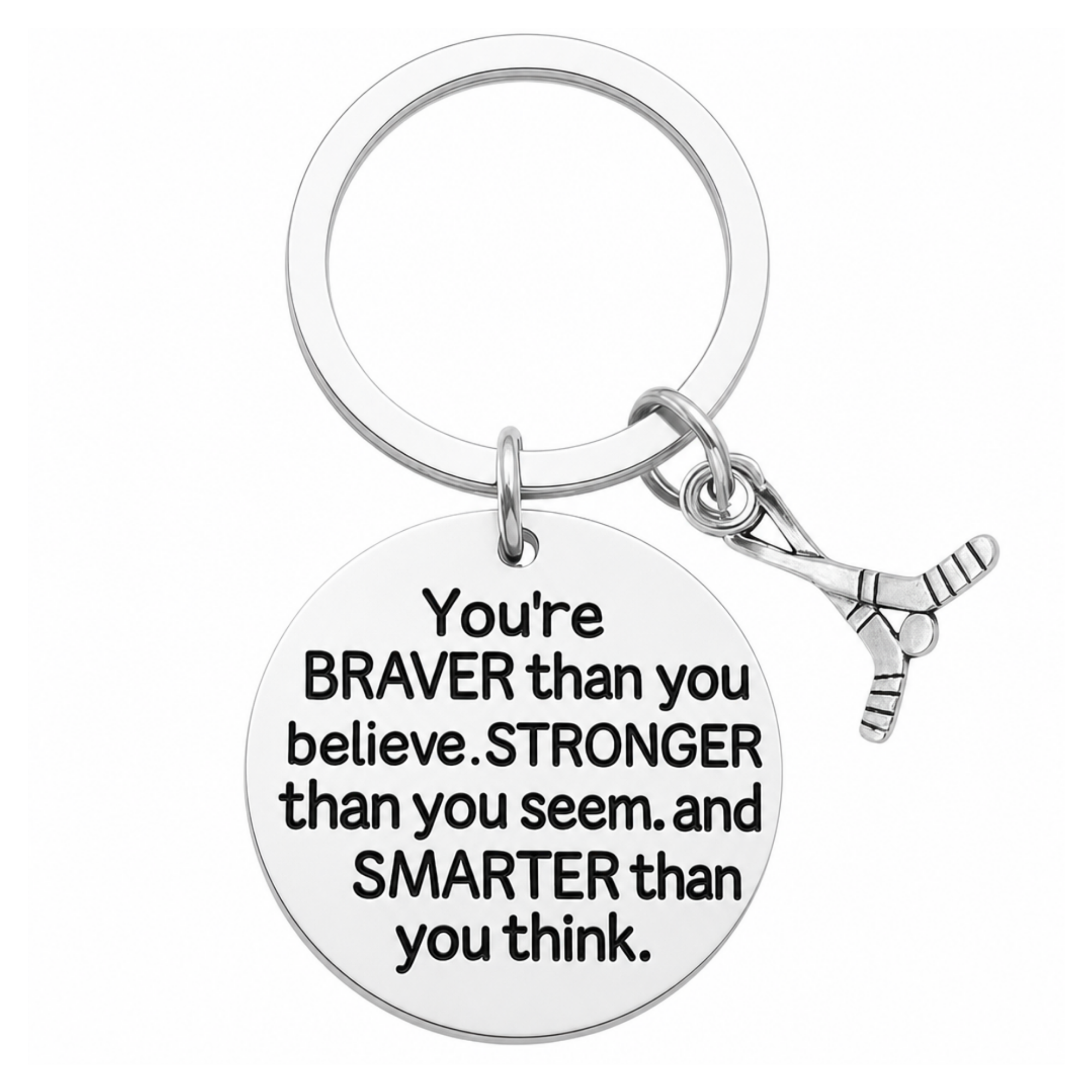Ice Hockey Keychain with Inspirational Charms