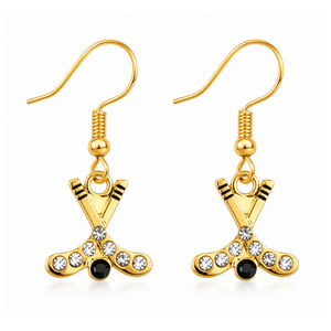 Ice Hockey Rhinestone Stick Earrings