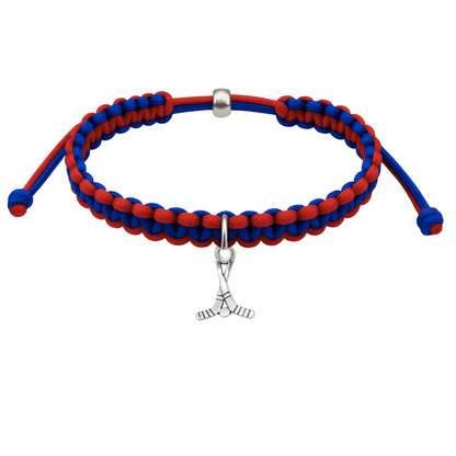 Ice Hockey Charm Multi Colored Rope Bracelet - Pick Colors