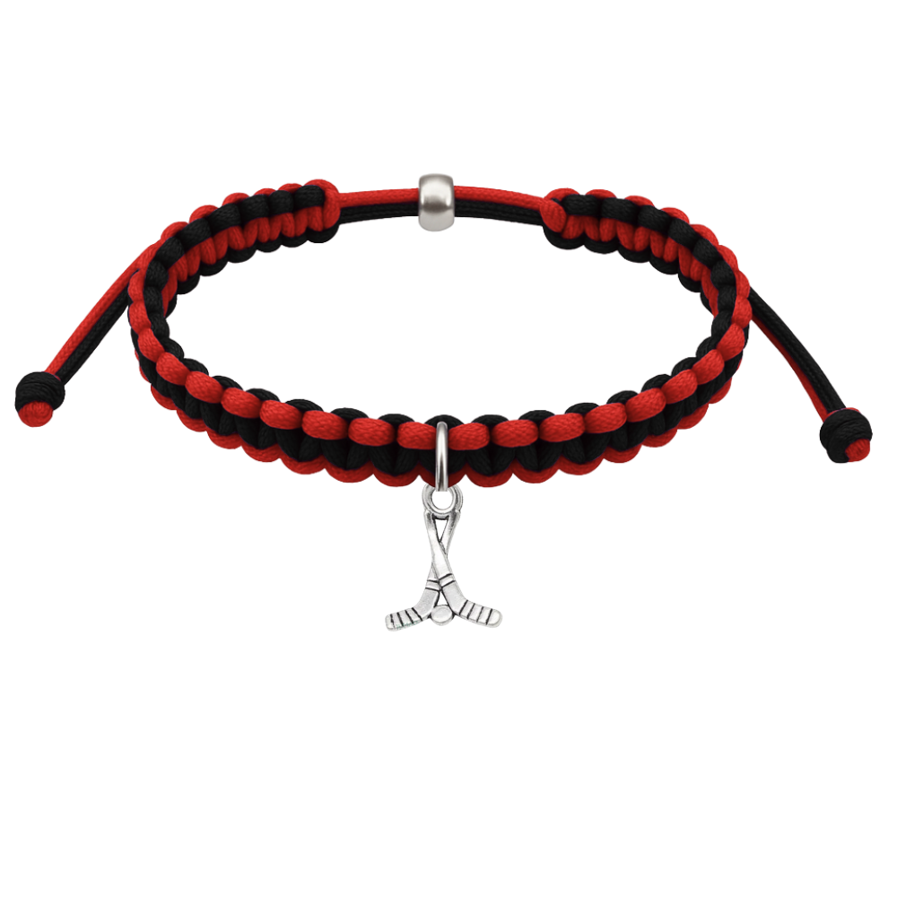 Ice Hockey Charm Multi Colored Rope Bracelet - Pick Colors