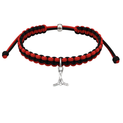 Ice Hockey Charm Multi Colored Rope Bracelet - Pick Colors