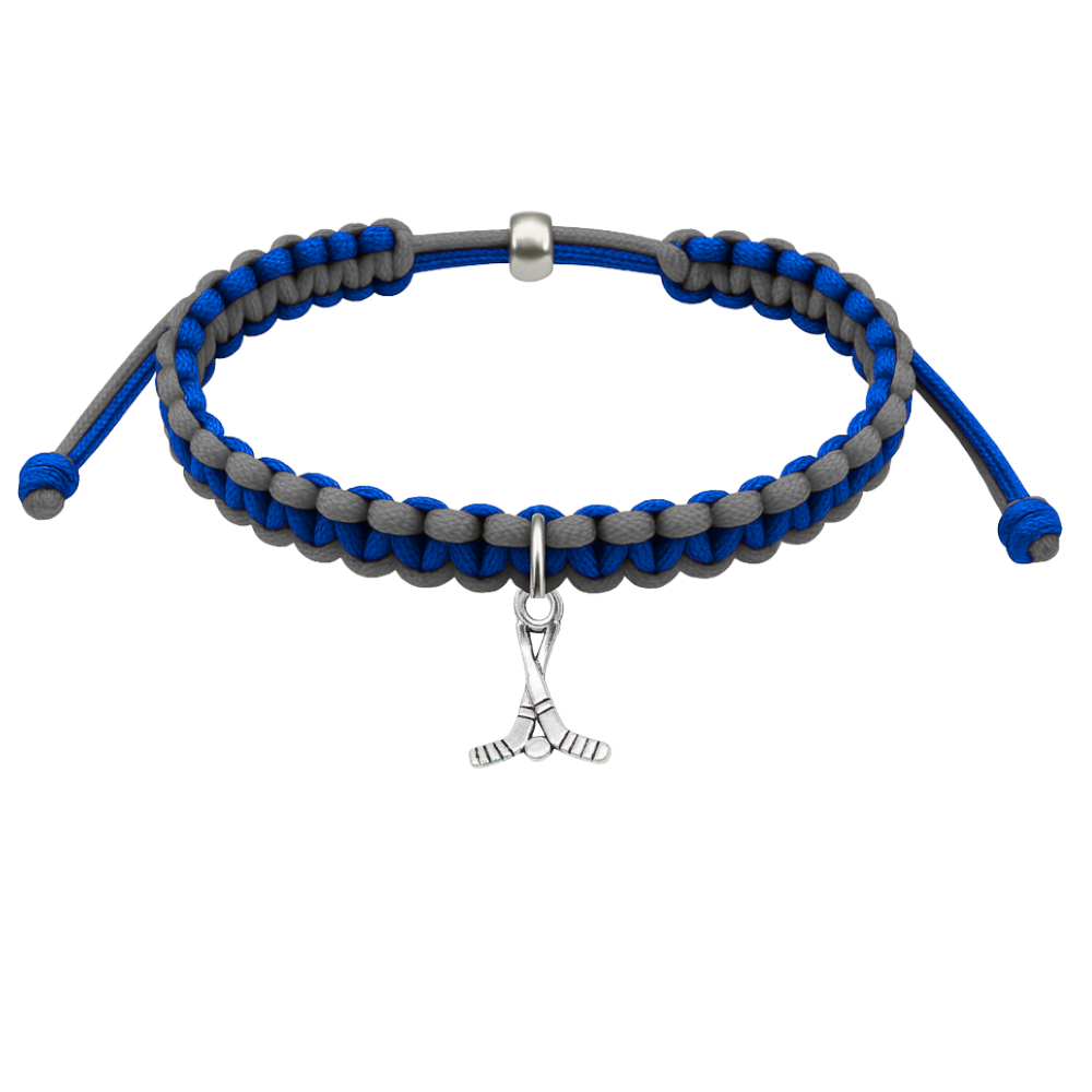 Ice Hockey Charm Multi Colored Rope Bracelet - Pick Colors