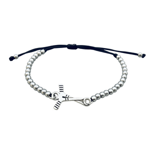 Ice Hockey Silver Beaded Charm Bracelet