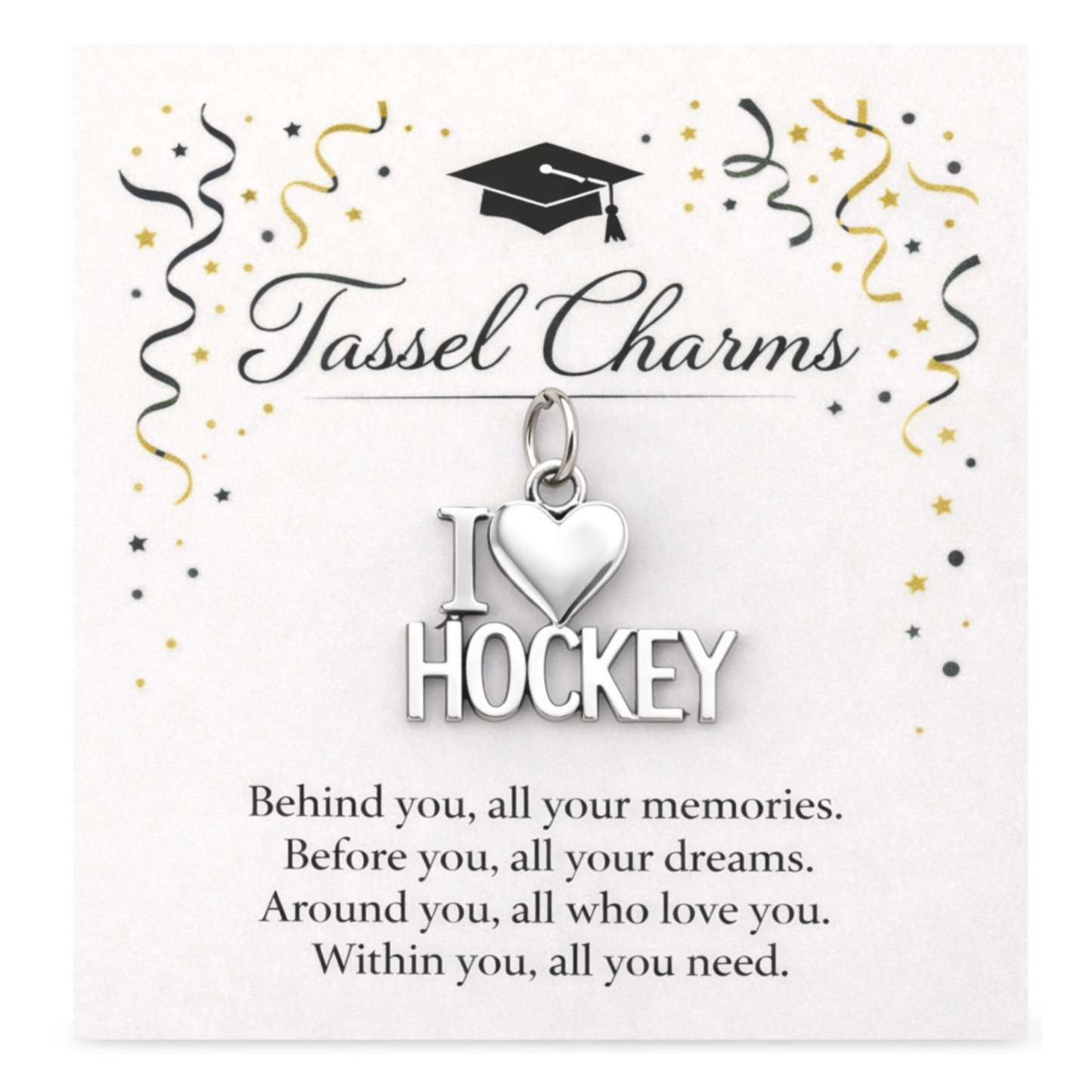 Ice Hockey Graduation Tassel Charm