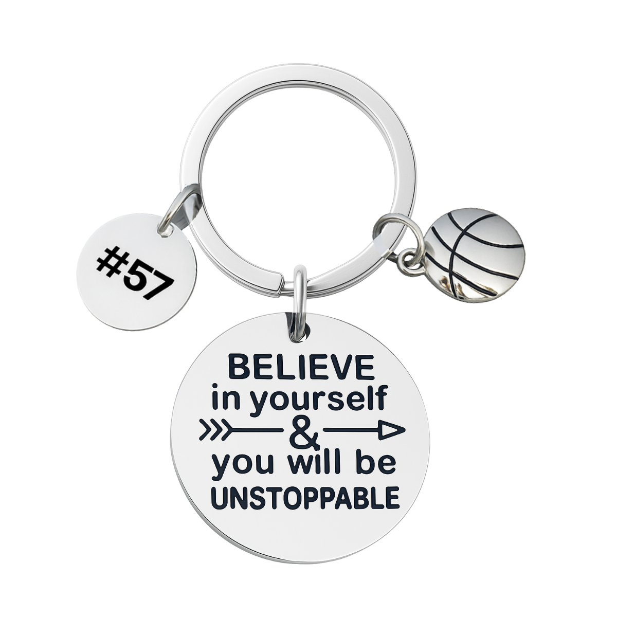 Personalized Basketball Keychain with Inspirational Charms