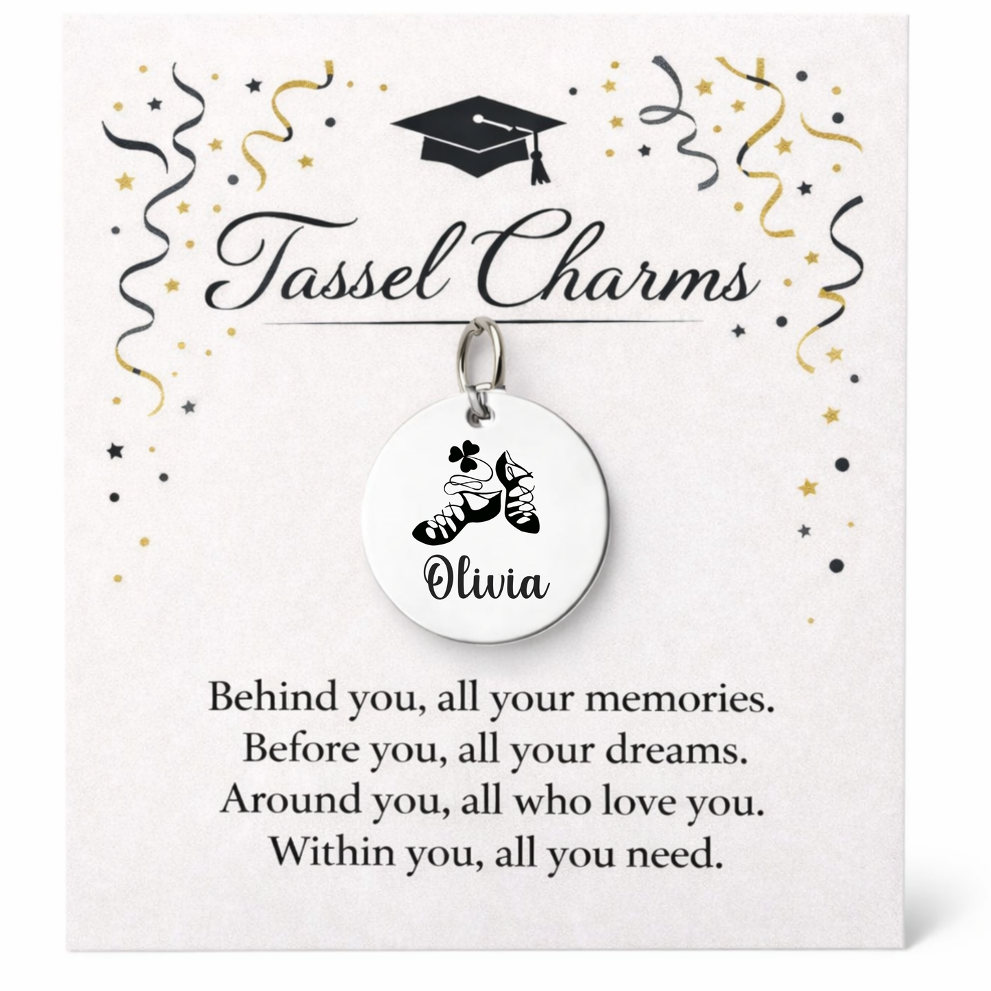 Irish Dance Engraved Tassel Charm