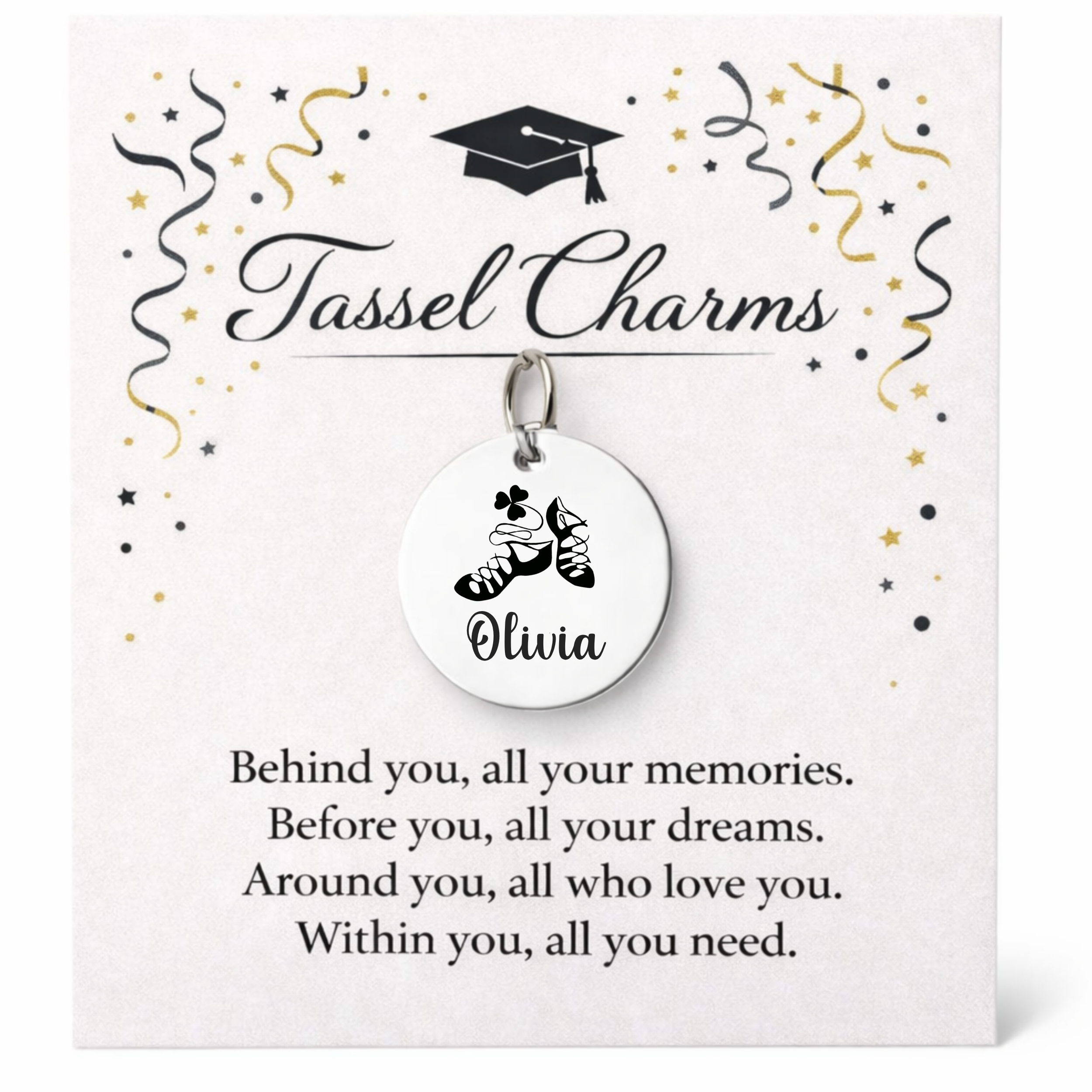 Irish Dance Engraved Tassel Charm