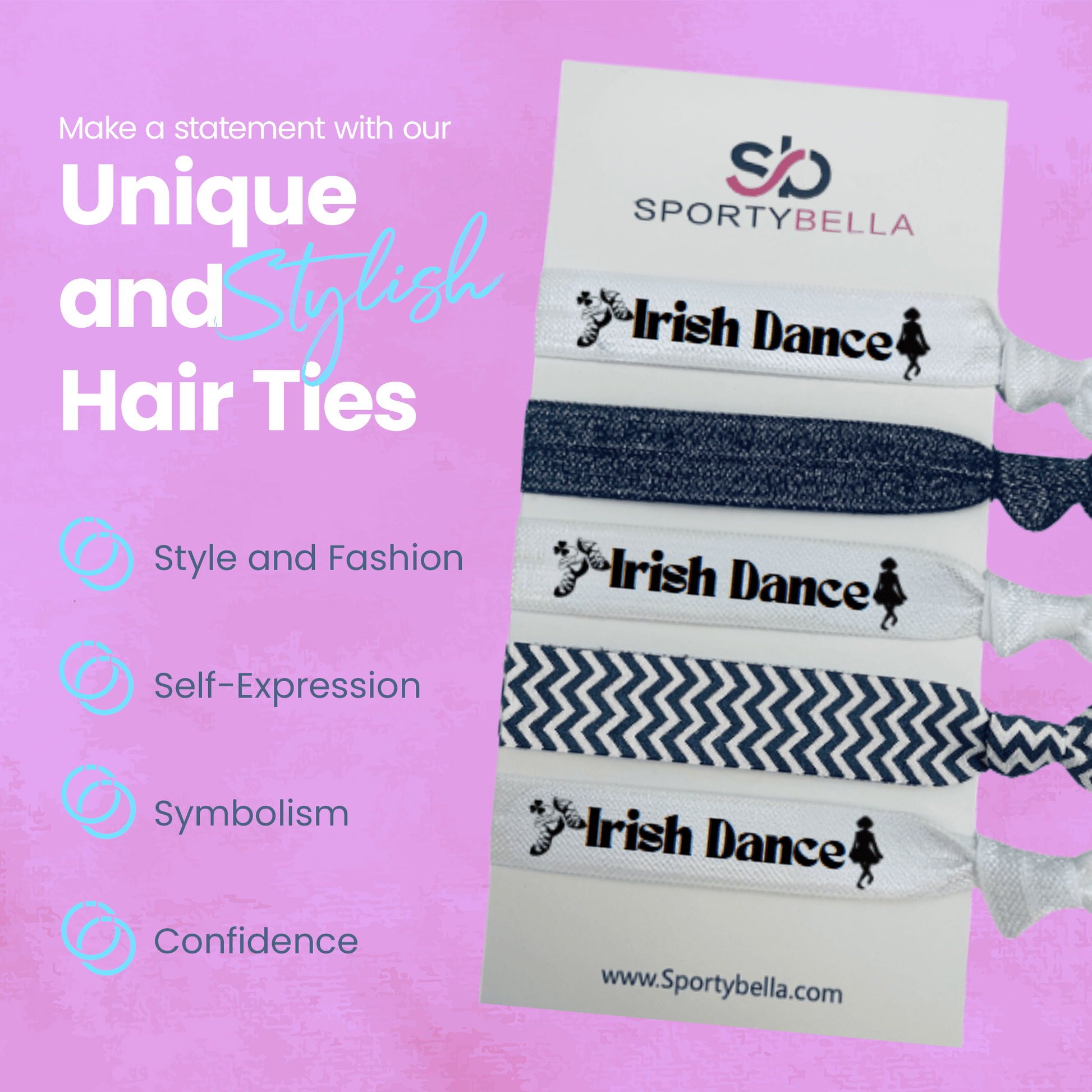 Set of 4 Irish Dance hair ties showcasing style and confidence, perfect irish dance gifts for dancers.